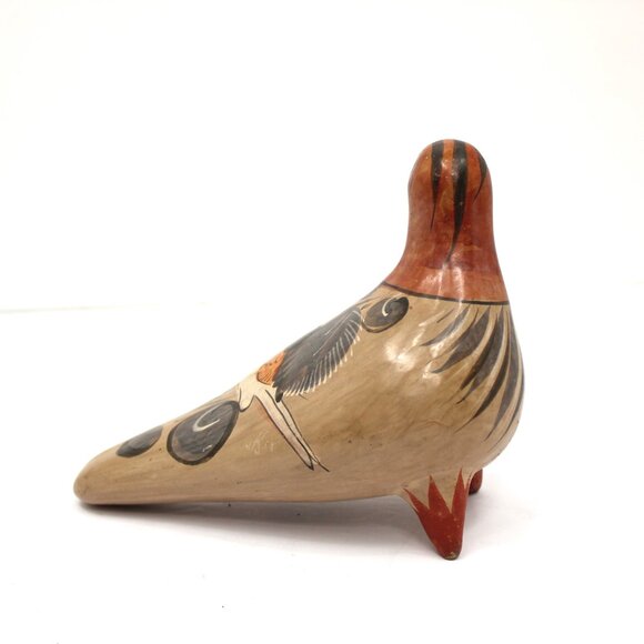 Vintage 1969 Tonala Pottery Mexican Folk Art Hand Painted Dove Bird Figurine - Picture 4 of 6